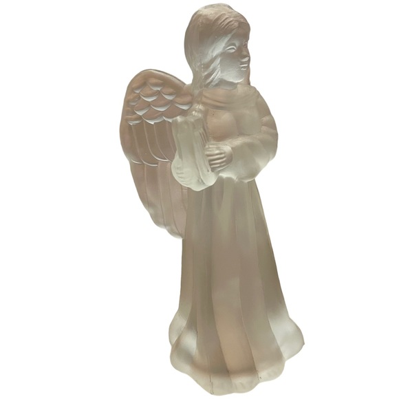 Frosted Angel with Harp Nightlight Pressed Glass Vtg Main Aisle - Picture 7 of 7